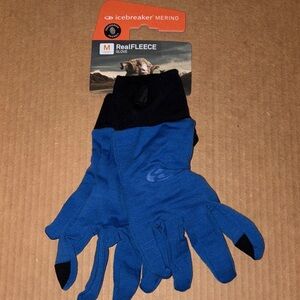 Icebreaker RealFLEECE Blue and Black Gloves